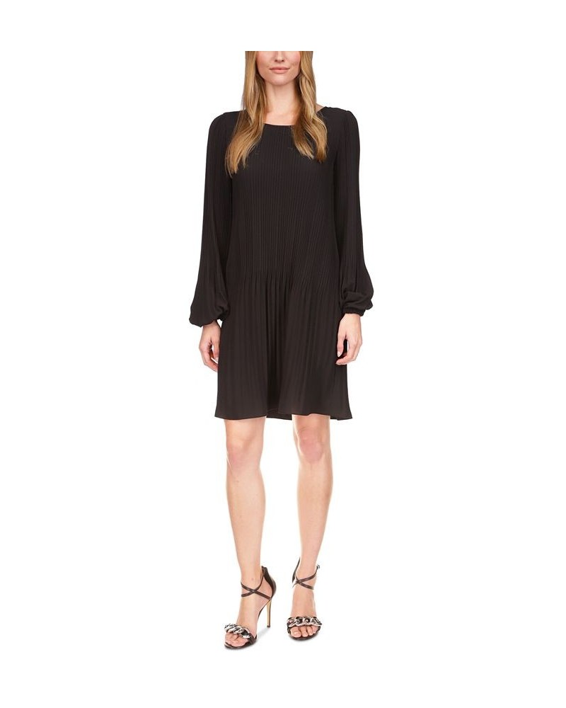 Women's Pleated Mini Dress Regular & Petite Black $49.45 Dresses