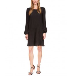 Women's Pleated Mini Dress Regular & Petite Black $49.45 Dresses