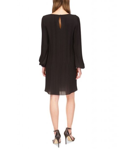 Women's Pleated Mini Dress Regular & Petite Black $49.45 Dresses