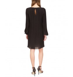 Women's Pleated Mini Dress Regular & Petite Black $49.45 Dresses