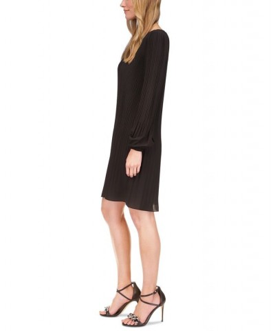 Women's Pleated Mini Dress Regular & Petite Black $49.45 Dresses