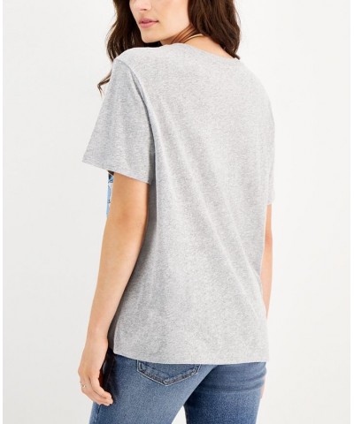 Juniors' Stitch Graphic T-Shirt Heather Grey $10.82 Tops