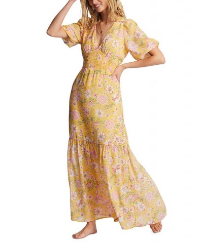 Juniors' Spellbound Puff-Sleeve Maxi Dress Golden Peach $48.38 Dresses