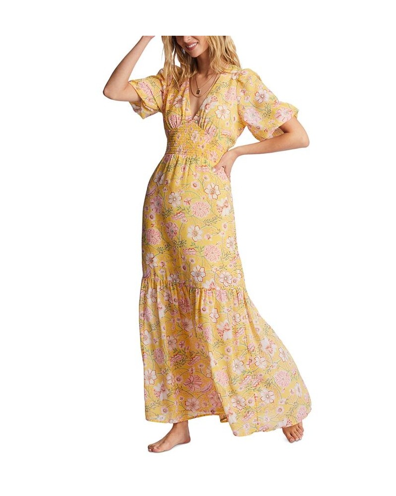 Juniors' Spellbound Puff-Sleeve Maxi Dress Golden Peach $48.38 Dresses