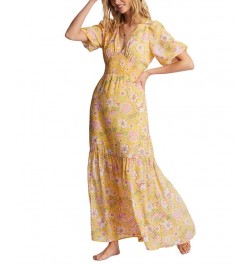 Juniors' Spellbound Puff-Sleeve Maxi Dress Golden Peach $48.38 Dresses