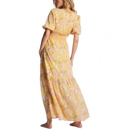 Juniors' Spellbound Puff-Sleeve Maxi Dress Golden Peach $48.38 Dresses