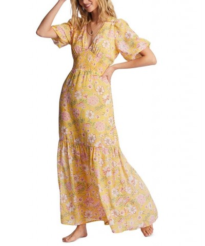 Juniors' Spellbound Puff-Sleeve Maxi Dress Golden Peach $48.38 Dresses