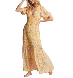 Juniors' Spellbound Puff-Sleeve Maxi Dress Golden Peach $48.38 Dresses