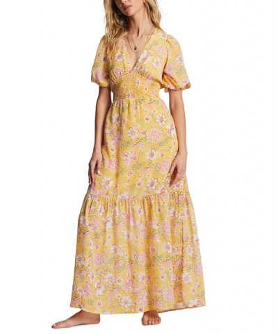 Juniors' Spellbound Puff-Sleeve Maxi Dress Golden Peach $48.38 Dresses