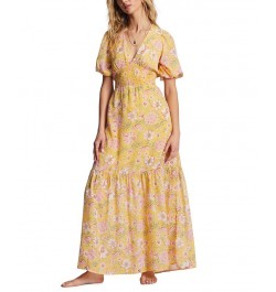 Juniors' Spellbound Puff-Sleeve Maxi Dress Golden Peach $48.38 Dresses