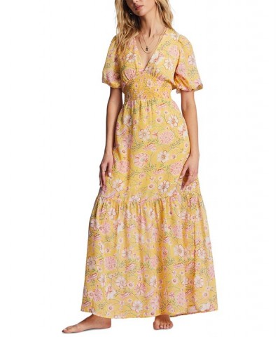 Juniors' Spellbound Puff-Sleeve Maxi Dress Golden Peach $48.38 Dresses