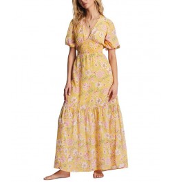 Juniors' Spellbound Puff-Sleeve Maxi Dress Golden Peach $48.38 Dresses