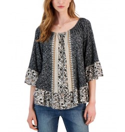 Petite Sunshine Floral On/Off the Shoulder Top Black $17.85 Tops