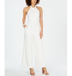 Twist-Front Halter Jumpsuit Ivory $60.68 Pants