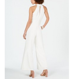 Twist-Front Halter Jumpsuit Ivory $60.68 Pants