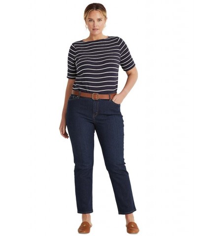 Plus-Size Mid-Rise Straight Jean Deep Royal Wash $41.25 Jeans