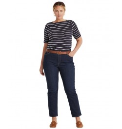 Plus-Size Mid-Rise Straight Jean Deep Royal Wash $41.25 Jeans