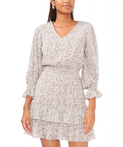 Petite Ruffled Smocked 3/4-Sleeve Tiered Dress Neutral $38.27 Dresses