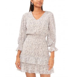 Petite Ruffled Smocked 3/4-Sleeve Tiered Dress Neutral $38.27 Dresses