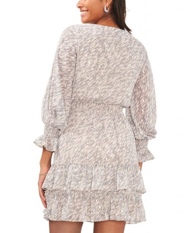 Petite Ruffled Smocked 3/4-Sleeve Tiered Dress Neutral $38.27 Dresses