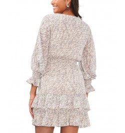 Petite Ruffled Smocked 3/4-Sleeve Tiered Dress Neutral $38.27 Dresses