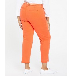 Plus Size Relaxed Trouser Pant with Frayed Hems and Cord Belt Orange $36.43 Pants