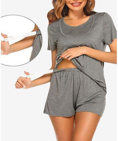 Women's Lima Short Sleeve Maternity Pajama Set 2 Piece Gray $36.21 Sleepwear