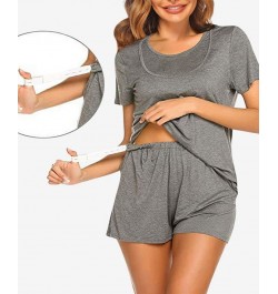 Women's Lima Short Sleeve Maternity Pajama Set 2 Piece Gray $36.21 Sleepwear