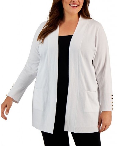 Plus Size Button-Sleeve Flyaway Cardigan Sweater Red Maple $16.98 Sweaters