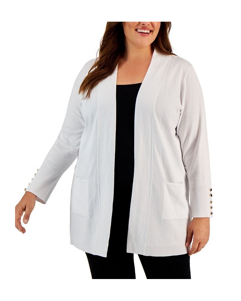 Plus Size Button-Sleeve Flyaway Cardigan Sweater Red Maple $16.98 Sweaters