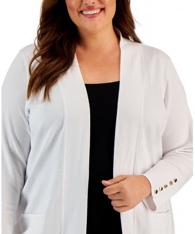 Plus Size Button-Sleeve Flyaway Cardigan Sweater Red Maple $16.98 Sweaters