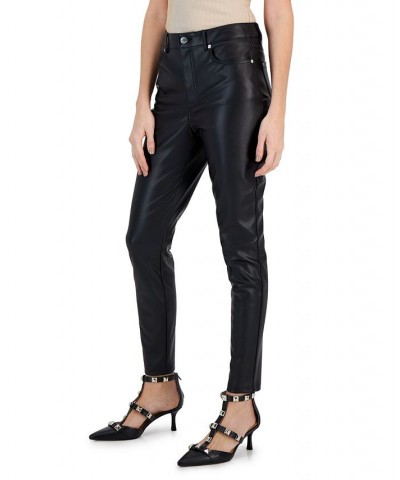 Women's Faux-Leather Skinny Pants Deep Black $26.85 Pants