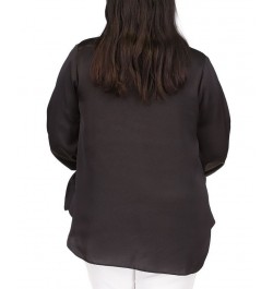 Plus Size Tie-Cuff 3/4-Sleeve Blouse Black $41.16 Tops