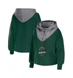 Women's Hunter Green Milwaukee Bucks Pieced Quarter-Zip Hoodie Jacket Hunter Green $36.90 Jackets