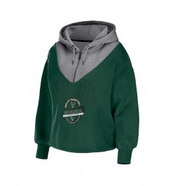 Women's Hunter Green Milwaukee Bucks Pieced Quarter-Zip Hoodie Jacket Hunter Green $36.90 Jackets