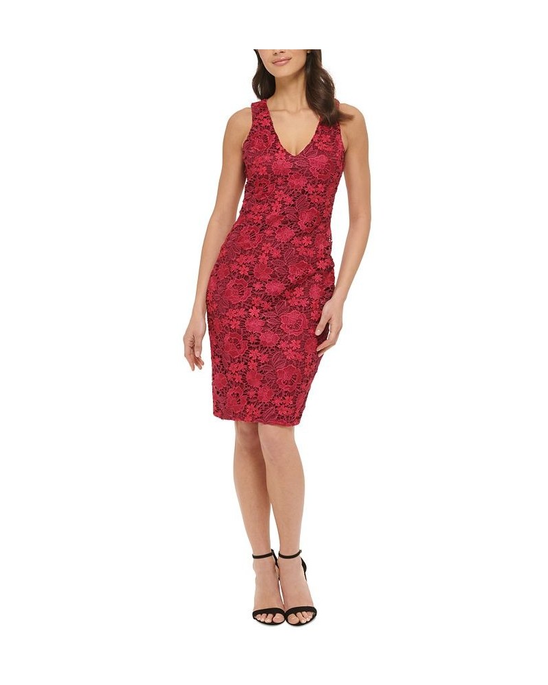 Women's Open-Back Lace Sheath Dress Wine Multi $49.68 Dresses