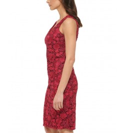 Women's Open-Back Lace Sheath Dress Wine Multi $49.68 Dresses