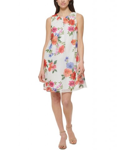 Women's Floral-Print A-Line Dress Ivory Multi $36.49 Dresses