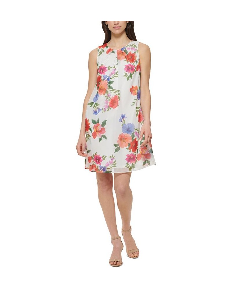 Women's Floral-Print A-Line Dress Ivory Multi $36.49 Dresses