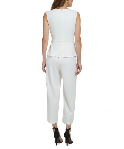 Women's Sleeveless Side-Draped Wide-Leg Jumpsuit Ivory/Cream $61.92 Pants