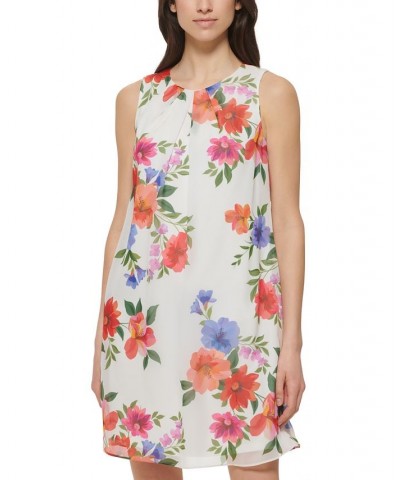 Women's Floral-Print A-Line Dress Ivory Multi $36.49 Dresses