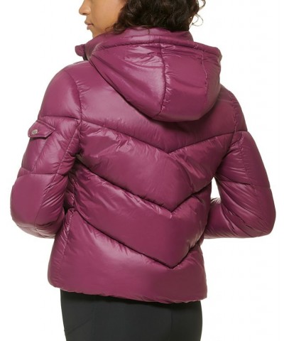 Women's Hooded Puffer Jacket Crushed Grape $40.37 Jackets