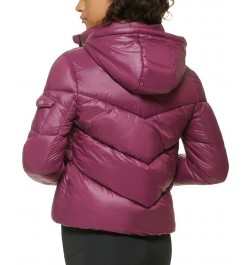 Women's Hooded Puffer Jacket Crushed Grape $40.37 Jackets