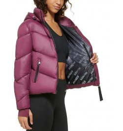 Women's Hooded Puffer Jacket Crushed Grape $40.37 Jackets