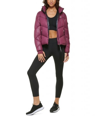 Women's Hooded Puffer Jacket Crushed Grape $40.37 Jackets