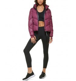 Women's Hooded Puffer Jacket Crushed Grape $40.37 Jackets