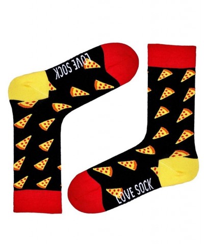 Pizza Organic Cotton Fun Food Novelty Crew Socks Black $13.34 Socks