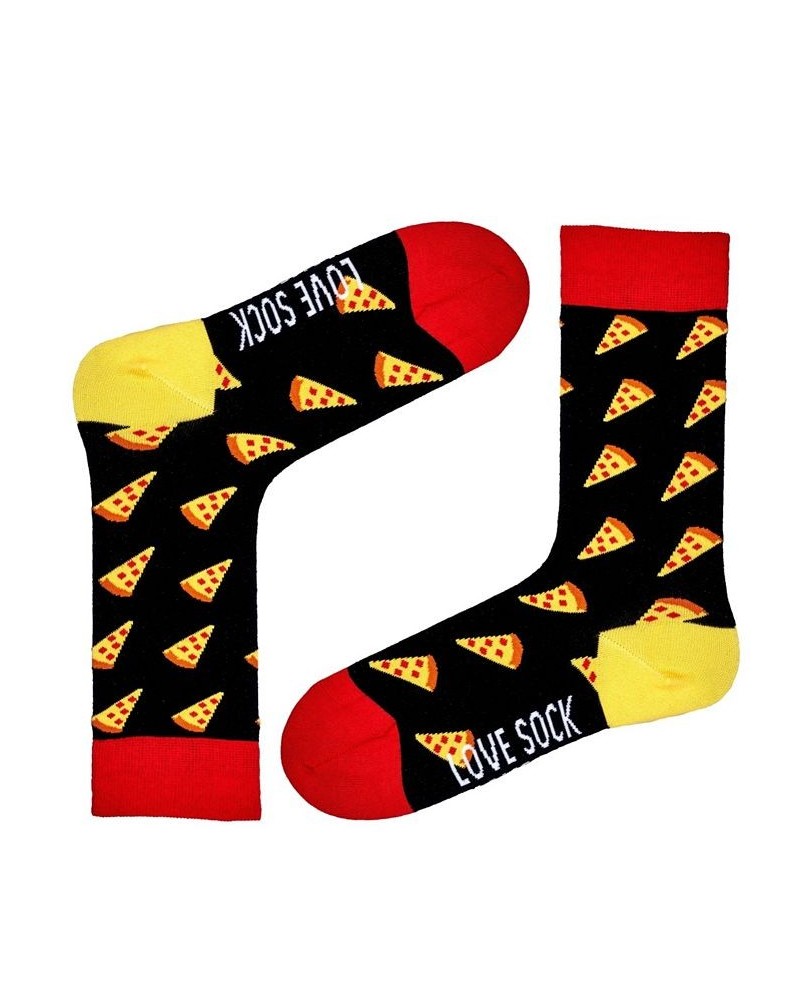 Pizza Organic Cotton Fun Food Novelty Crew Socks Black $13.34 Socks