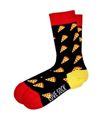 Pizza Organic Cotton Fun Food Novelty Crew Socks Black $13.34 Socks