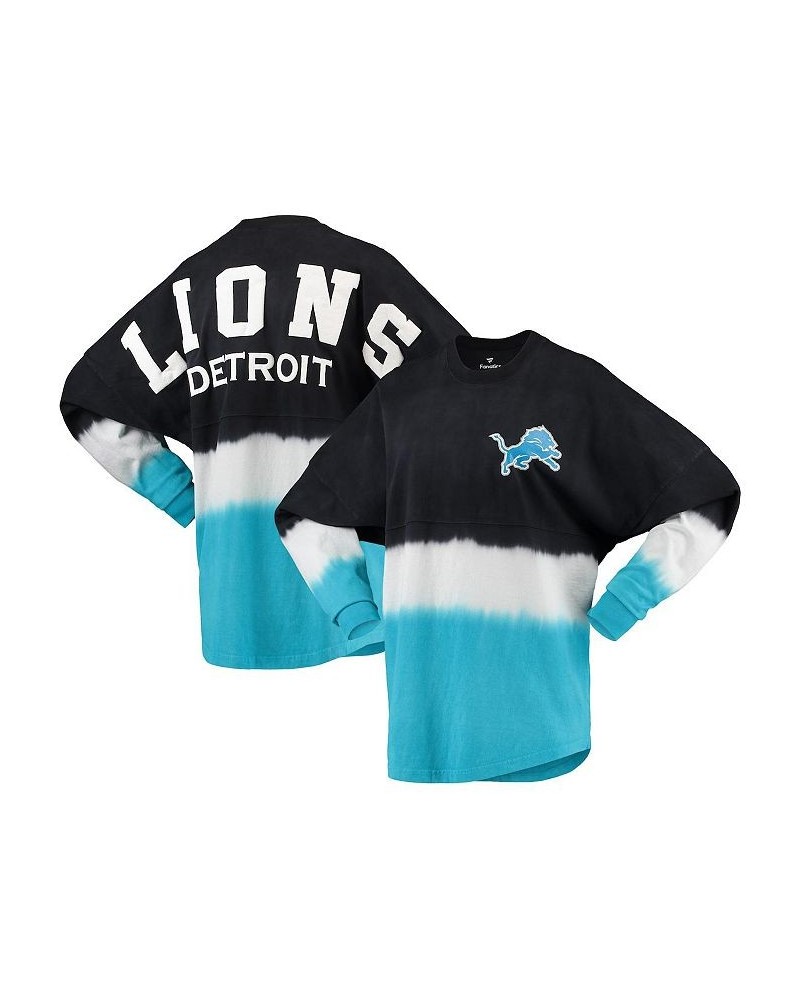 Women's Branded Black Blue Detroit Lions Ombre Long Sleeve T-shirt Black, Blue $31.39 Tops